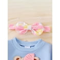 thumbnail image 4 of Suealasg Toddler Girl Fall 3Pcs Outfits Bear Embroidered Long Sleeve Sweatshirts Flower Print Flare Pants Headband 6M 1T 2T 3T 4T Little Girls Autumn Clothes Set, 4 of 7