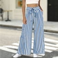 thumbnail image 6 of BODOAO Women's Floral Wide Leg Pants, Casual Summer Elastic Waist Lightweight Palazzo Trousers with Soft Draped Fabric, Loose Relaxed Fit and Pull On Design Shape Dark Blue S, 6 of 6