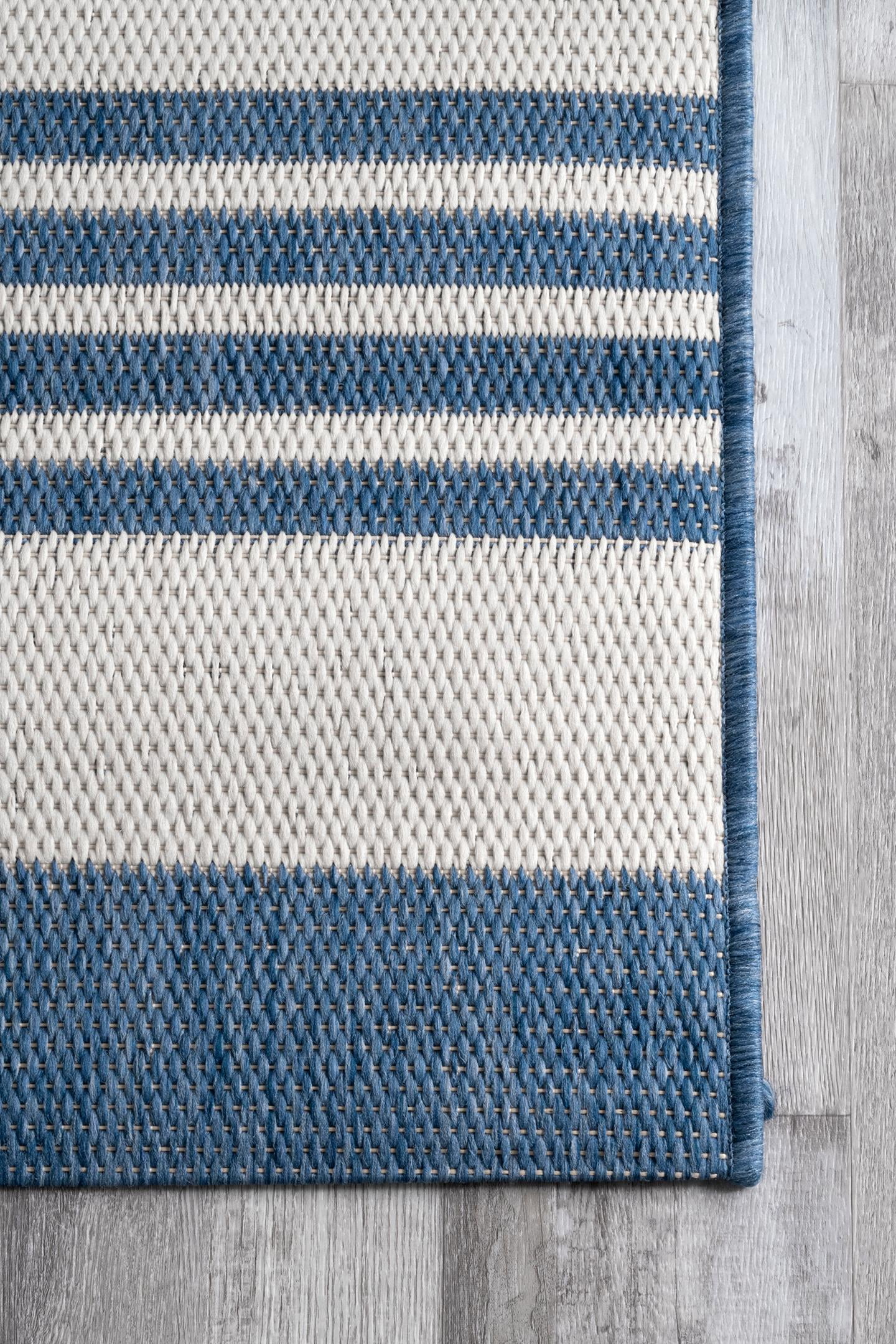 nuLOOM Robin Multi Stripe Indoor/Outdoor Blue 5' 3" x 7' 6" Coastal Area Rug