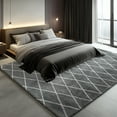 thumbnail image 3 of Pentantan 5ft x 8ft Shag Area Rugs for Living Room, Modern Grid Fluffy Bedroom Carpet, Gray & White, 3 of 8