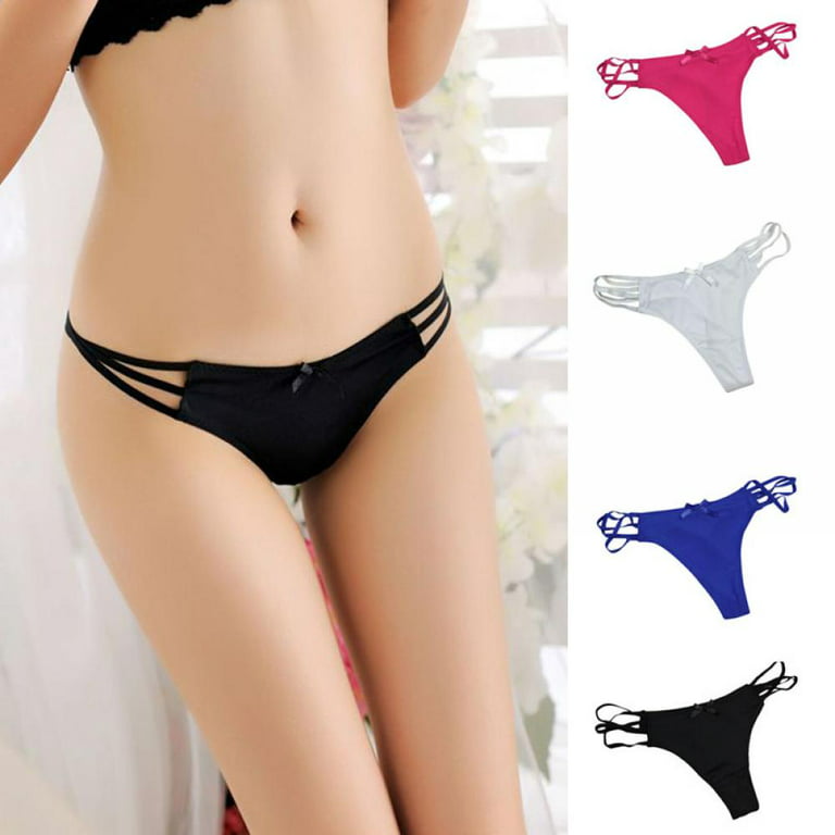 Popvcly 5 Pack G-String Thongs for Women Sexy Lace Low Rise Underwear for  Ladies No Show T-back Tanga Panties
