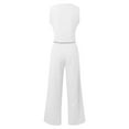 thumbnail image 5 of AOMPMSDX Womens Elegant Solid Color Suit Vest Tank Cardigan Pockets Tops Wide Leg Pants Suit White XXL, 5 of 5