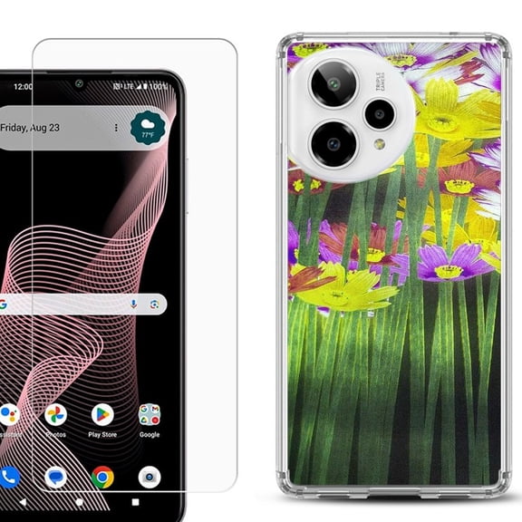 Phone Case for Cricket Icon Plus 2026, with Screen Protector, by OneToughShield - Dream Flower