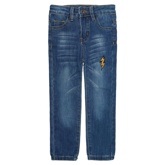 KIDSCOOL SPACE Baby Girls Boys Jeans,Elastic Band Inside Soft Lightning Embroidered Thin Summer Denim Pants