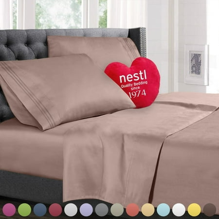 Bed Sheet Bedding Set, 100% Soft Brushed Microfiber with Deep Pocket Fitted Sheet - KING - TAUPE - 1800 Luxury Bedding Collection, Hypoallergenic & Wrinkle Free Bedroom.., By Nestl Bedding,USA