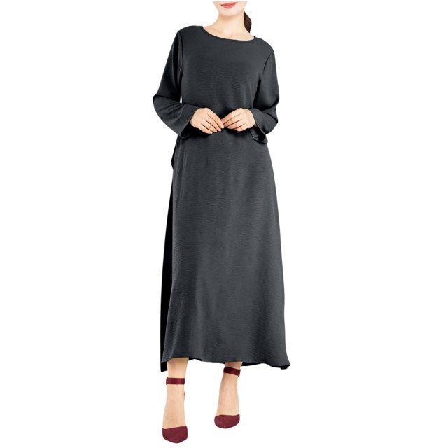 Gspmoly Robes pour Femmes Grande Taille, Robe Décontractée pour Femmes à Col Rond de Couleur Unie avec Poches, Robes Formelles pour Femmes Offres