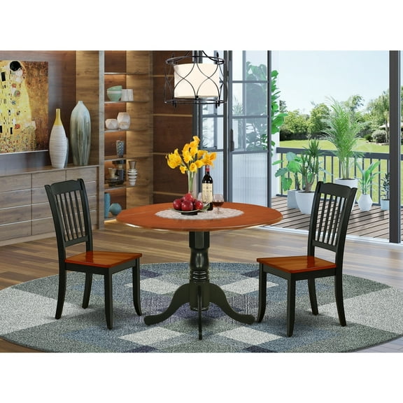 Round Dining Set 42 Inch Table with 2 Chairs - Modern Kitchen Set