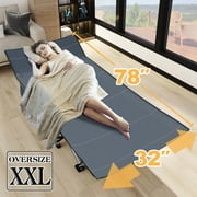 MOPHOTO XXL Oversized 78 Portable Heavy Duty Camping Cot for Adults, Rollaway Guest Bed Sleeping Cot with Mattress, Outdoor Folding Bed with Carry Bag