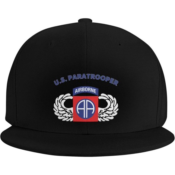 US Army 82nd Airborne Division US Paratrooper Veteran Hat Casual Fashion Flat Bill Baseball Cap Adjustable Trucker Hats for Men and Women