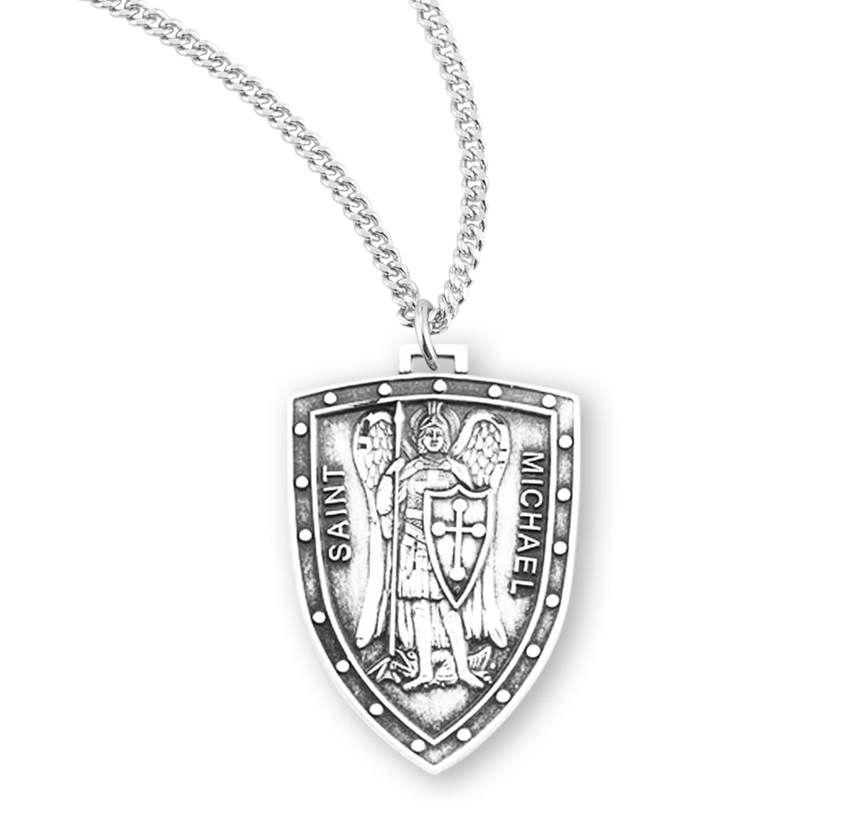Saint Michael Sterling Silver Shield Medal