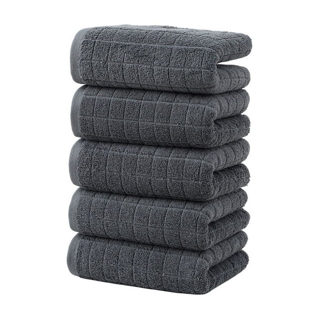 Grey Mid-Weight Cotton Towel Set With Double-Stitched Edges Fade-Resistant Color Technology #m1992