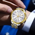 thumbnail image 4 of Taxau Gold Sliver Watches For Men Analog Quartz Watches Men White Dial Watches Gold Sliver Stainless Steel Watches For Men Day Date Watches Waterproof Mens Watches Chronograph Watches for Men Luxury, 4 of 11