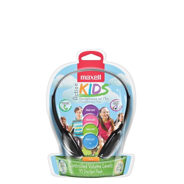 Maxell Action Kids Headphones with Mic, Wired, Stereo, Over