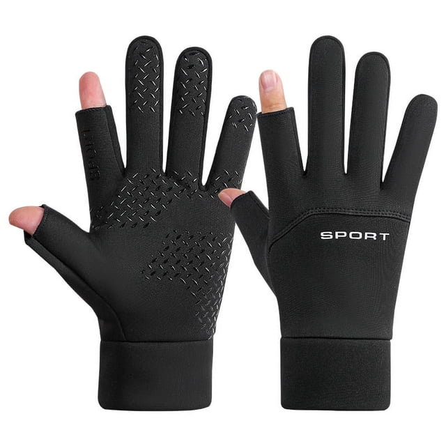 Guantes térmicos de invierno para hombre y mujer, etiqueta horizontal, unilaterales, deportivos, antideslizantes, con pantalla táctil, a prueba de viento, impermeables, a prueba de frío, de algodón