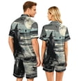 thumbnail image 5 of Leidass Mens Pajama Set Short Sleeve Button Down Sleepwear Set with Shorts Relaxed Lounge Set S to XXXXL Black(man) L, 5 of 5