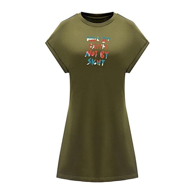 Vestido de verano para mujer, vestido con cuello redondo, para oficina, vacaciones, compras, fiesta M