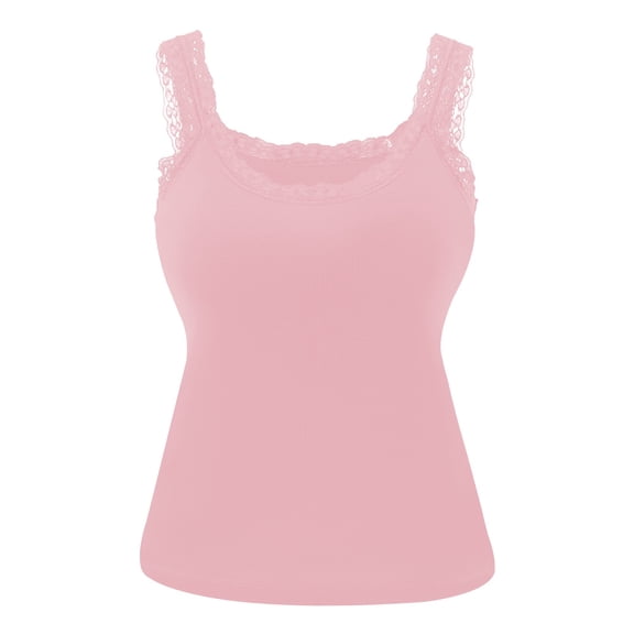 Daiosportswear Lace Camisole Tank Tops Womens Cami Undershirt Sleeveless Ribbed Tank for Women Pink S(S)
