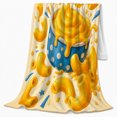 thumbnail image 2 of Whimsical Macaroni Cheese Splash Playful Comfort Food Illustration, Playful Food Art Scene, Warm Flannel Blanket for Living Room and Reading Nook, Art Lovers Friendship Gift, Playful Home Decor, 2 of 9