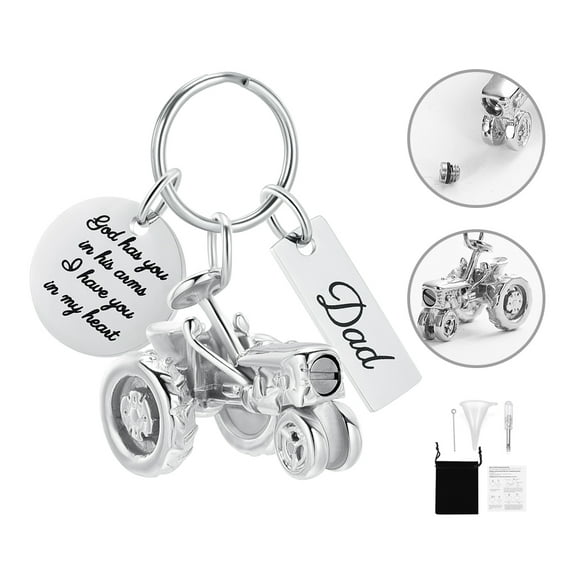 Biker Memorial Keychain Motorcycle Cremation Urn Keychain Riding in Heaven Cremation Jewelry Loving you from heaven-Silver