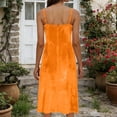 thumbnail image 5 of VEKDONE Women's Velvet Midi Dress Sleeveless Pleated Neck Spaghetti Straps Dress Elegant Solid Color Soft A-Line Dress Fashion Cocktail Dress Orange S, 5 of 8