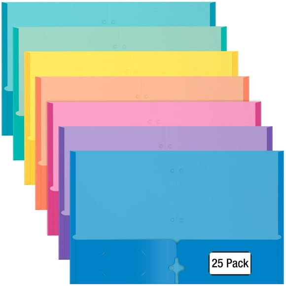 Carpetas de bolsillo Better Office Products, colores surtidos (25)