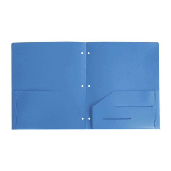 2-Pocket Folders, Plastic Folders with Pockets 3 Hole Punched, 1 Pack Pockets Folder for 3 Ring Binder with Labels, Heavy Duty Binder Folder for Document, Letter Size File Folder(Blue)
