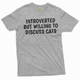 thumbnail image 5 of Funny Cat owner T-shirt introverted by willing to discuss cats pet cat tee shirt (3X-Large Military Green), 5 of 6