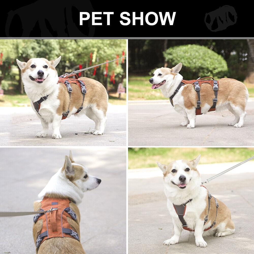 Beirui No Pull Nylon Dog Harness Reflective Adjustable Strong Training Vest with Handle