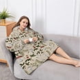 thumbnail image 5 of Oversized Wearable Blanket Hoodie,Red Mushroom Berry Leaf Beige Pattern Sherpa Blanket Hoodie with Super Pockets,Super Warm Fuzzy Pullover for Women & Men, 5 of 6
