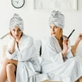 thumbnail image 3 of 3 Pcs Soft Hair Towel Wrap Drying Cap Microfiber for Wet Long Hair Gray White 9.84x25.59 Inch, 3 of 6