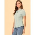 thumbnail image 3 of Unique Bargains Chemise Douce Vintage Col Poupée Boutonnée pour Femmes, 3 of 5