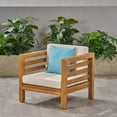 thumbnail image 2 of Frankie Outdoor Acacia Wood Club Chair with Cushion, Teak and Beige, 2 of 16