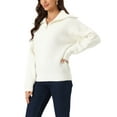 thumbnail image 4 of INSPIRE CHIC Women 's Long Sleeve Half Zip V Neck Collar Ribbed Knitted Sweaters Jumper Top S White, 4 of 6