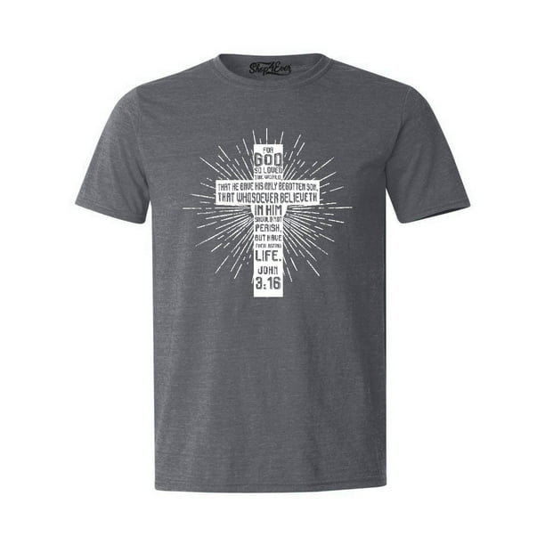 Shop4Ever - Shop4Ever Men's John 3:16 Cross Graphic T-shirt Large Dark ...