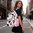 thumbnail image 6 of Pzuqiu Pink Cow Print Kids School Backpack 17 Inch Large Capacity Casual Bookbags Breathable Padded Straps Multiple Pockets for Teen Students Age 5-18 Daily Use, 6 of 7