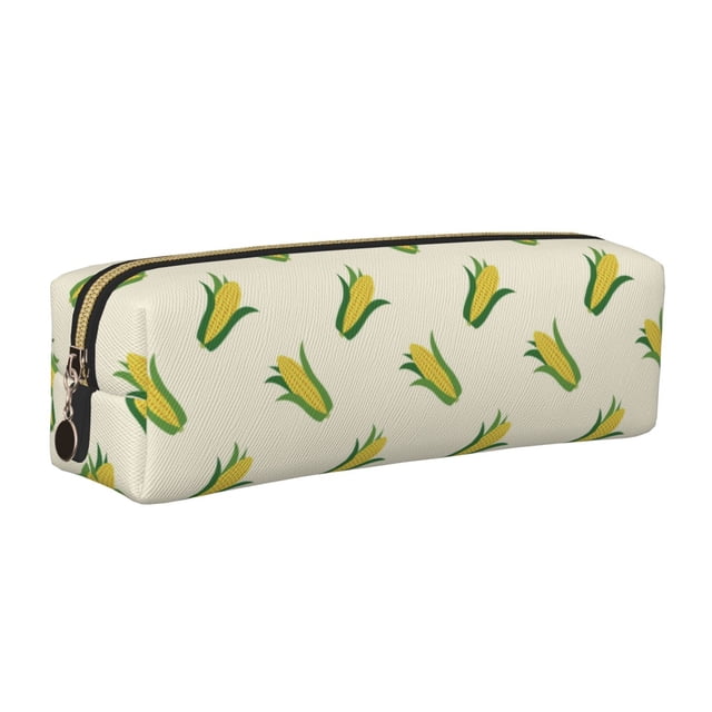 Fotbe Corn Estuche para Lápices de Cuero con Estampado, Estuche con Cremallera Resistente, Organizador Compacto y Elegante para Papelería
