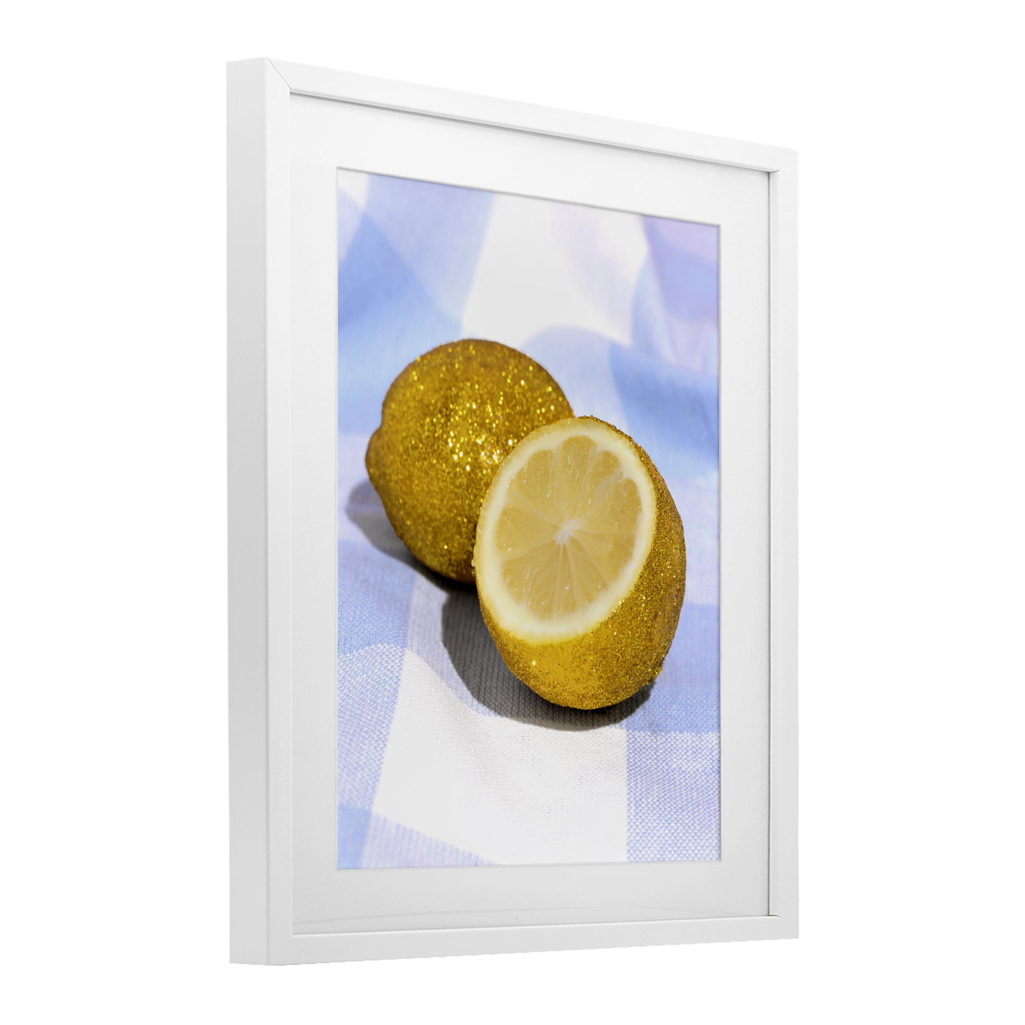 Stupell Industries Glimmer Lemon on Blue White Framed Print Under Glass, design by LISH Creative