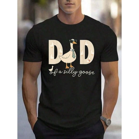 100% Cotton Dad Of A Silly Goose Funny Daddy Shirt Matching Goose Family T-Shirt
