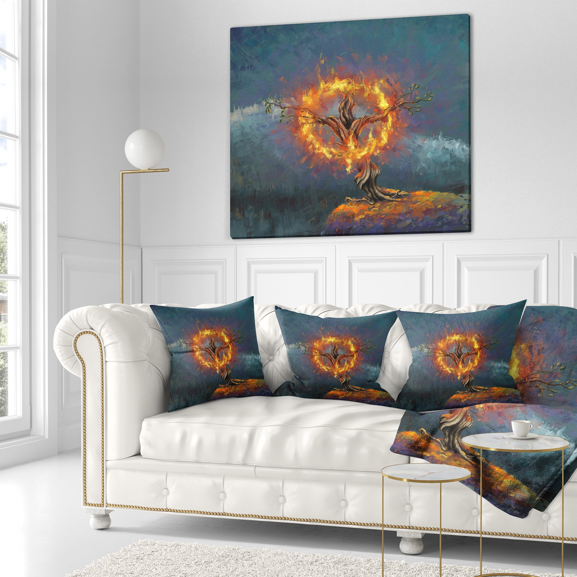 Designart God in the Burning Bush - Landscape Printed Throw Pillow - 18x18