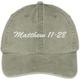 thumbnail image 1 of Trendy Apparel Shop Bible Verse Matthew 11:28 Embroidered Pigment Dyed Cotton Baseball Cap, 1 of 2