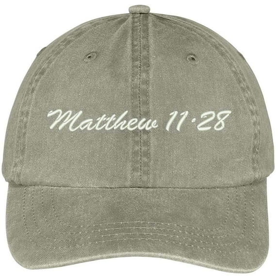 Trendy Apparel Shop Bible Verse Matthew 11:28 Embroidered Pigment Dyed Cotton Baseball Cap