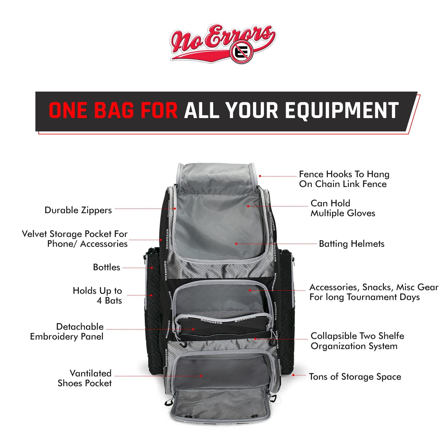 Top Pick Baseball Backpack for Kids - Heavy Duty Youth Baseball and Softball Bag with Fence Hooks - Dual Glove and Bat Compartments