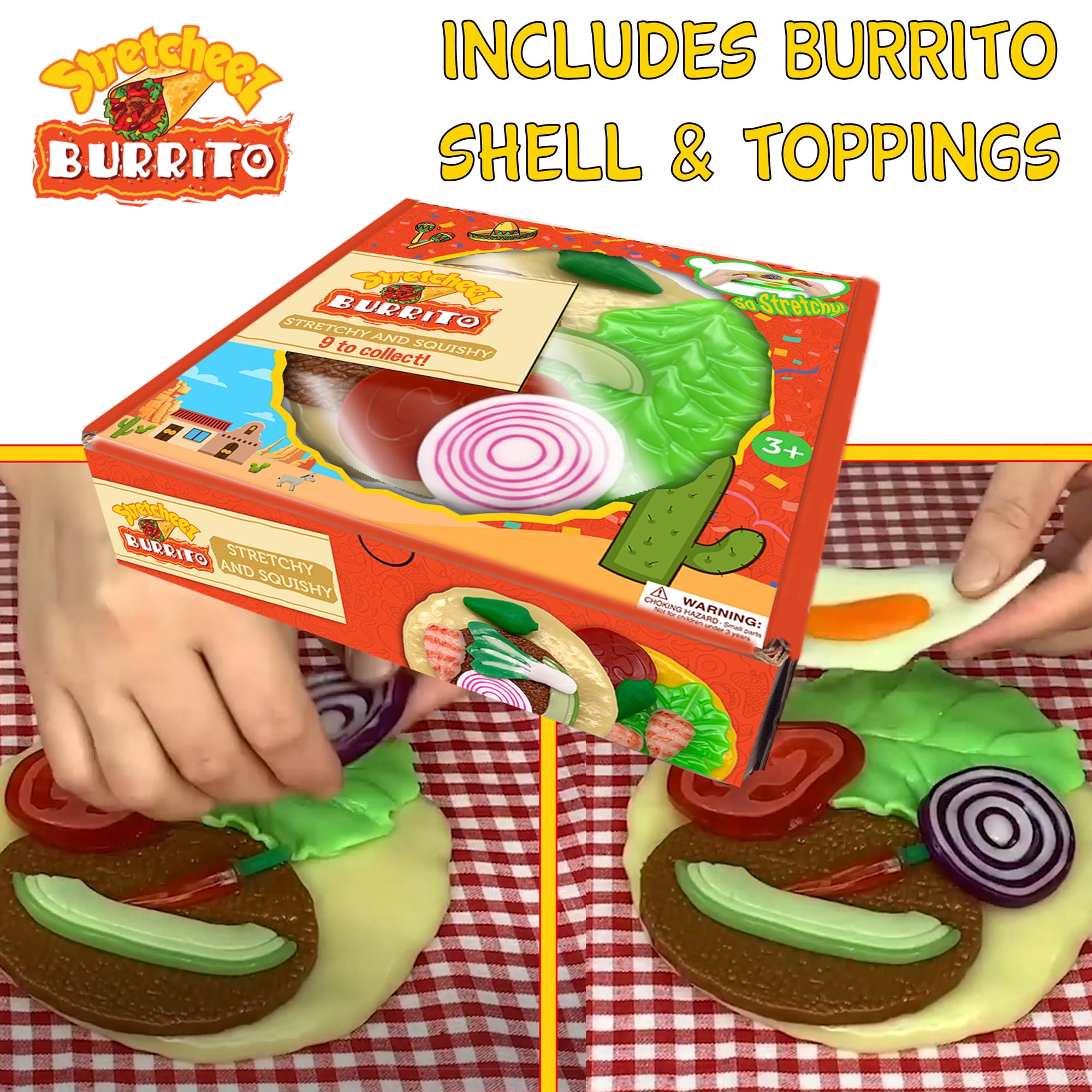 Stretcheez: Burrito - Surprise Assorted Styles & Toppings, Assemble Stretchy & Squishy Toy Food, Mix & Match Ingredients, Kitchen Roleplay, Kids 3+