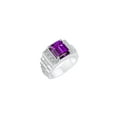 thumbnail image 3 of RYLOS Men's Rings Sterling Silver Designer Style 10X8MM Emerald Cut Shape Gemstone &  Diamonds Amethyst February Birthstone Rings For Men Size 13, 3 of 4