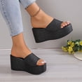 thumbnail image 4 of Women Fashion Sandals Wedges Sandals Platform Casual Summer High Heels Open Toe Espadrilles Sandal Slip on Shoes Women Dressy Platform Heel Arch Support Slip Sandals, 4 of 8