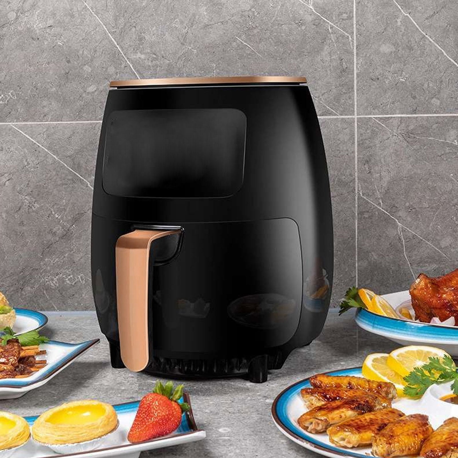 Tebru 6.5 qt Air Fryer, Black - Touch Screen