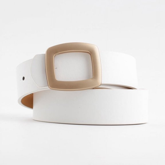 2023 New Belts for Women Imitation Leather Luxury Designer Jeans Belt Female Waistband Fashion Square Metal Buckle Belt Black