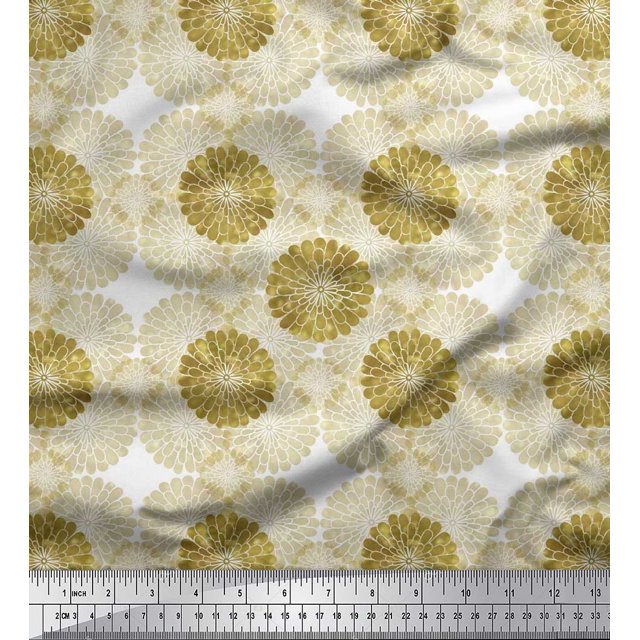 Soimoi Moss Georgette Fabric Flower Artistic Print Fabric by the Yard 42 Inch Wide