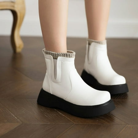 

Sanbonepd Ankle Boots Women S Simple And Stylish College Style Thick Bottom Round Head Woolen Boots Short Boots
