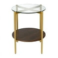 thumbnail image 2 of Evelyn&Zoe 20" Gold/Walnut Metal/Glass Side Table, 2 of 9